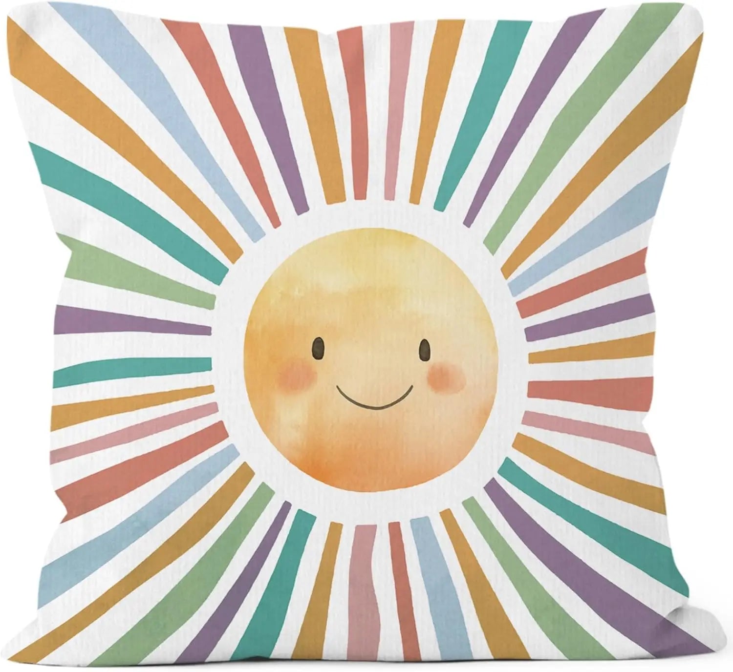 Yellow Sun Sunshine Double-Sided Pillow Case Cute Boho Decorative Cushion Cover Print Home Decor for Nursery Kids Room Sofa