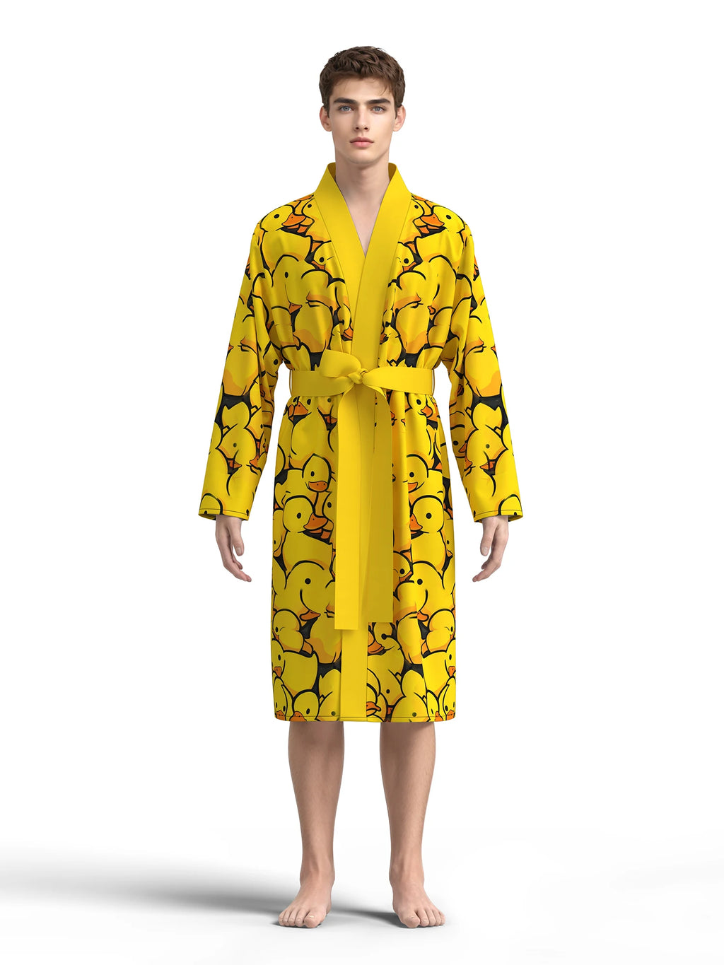 New men's nightgown, skin-friendly bathrobe 3D printed home casual quick-drying