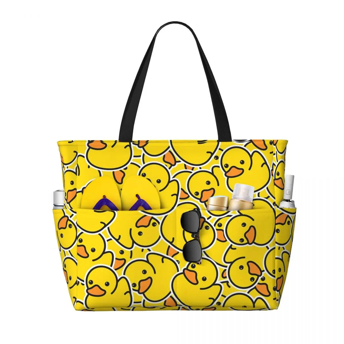 Yellow Classic Rubber Duck Beach Tote Bag Sport Gym Yoga Duffle Large Tote Bag Women Travel Bag Fitness bag