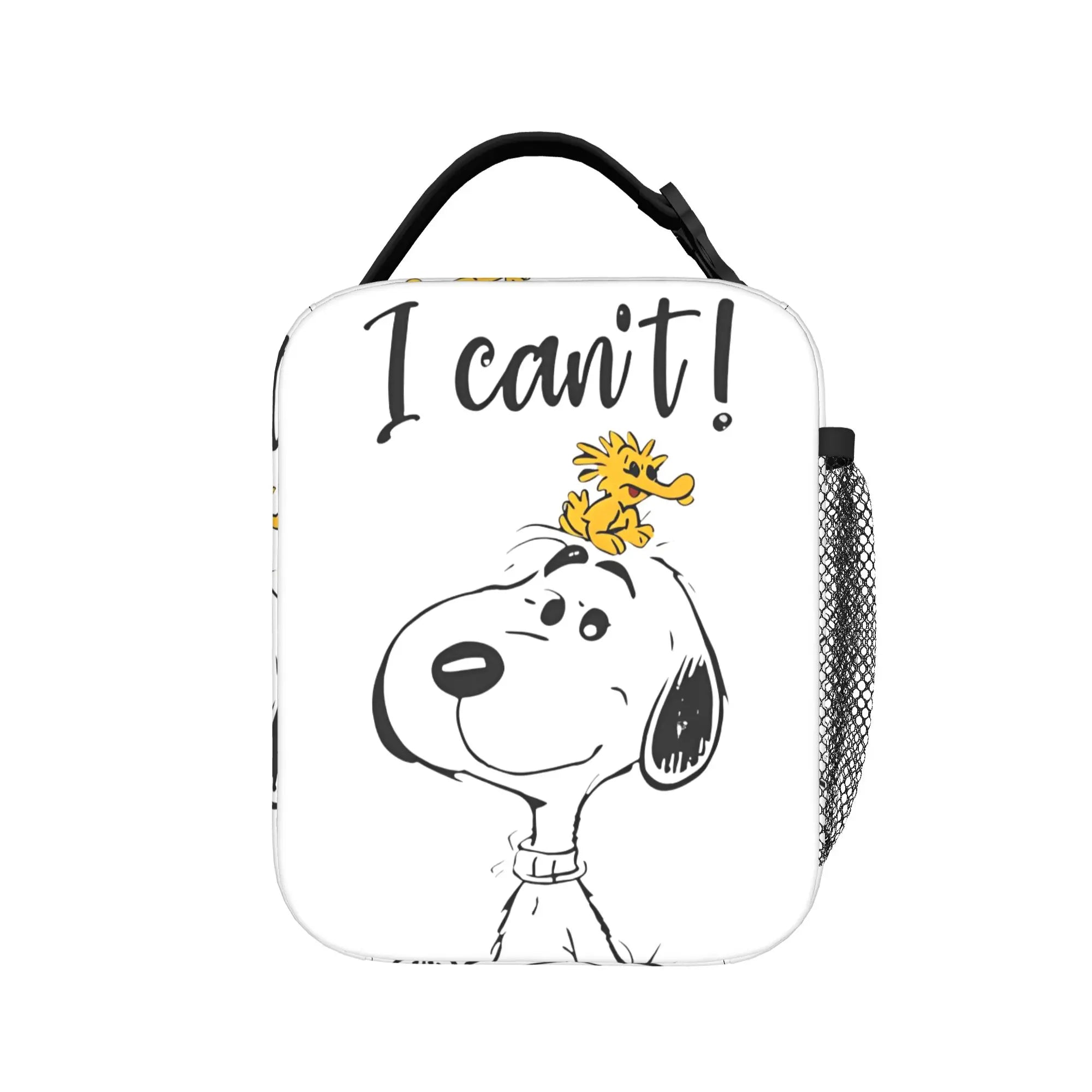 Snoopy Woodstock Riding Bike Insulated Lunch Bag Cooler Bag Reusable,Meal Container Cartoon Lunch Box Tote Food Bag Outdoor