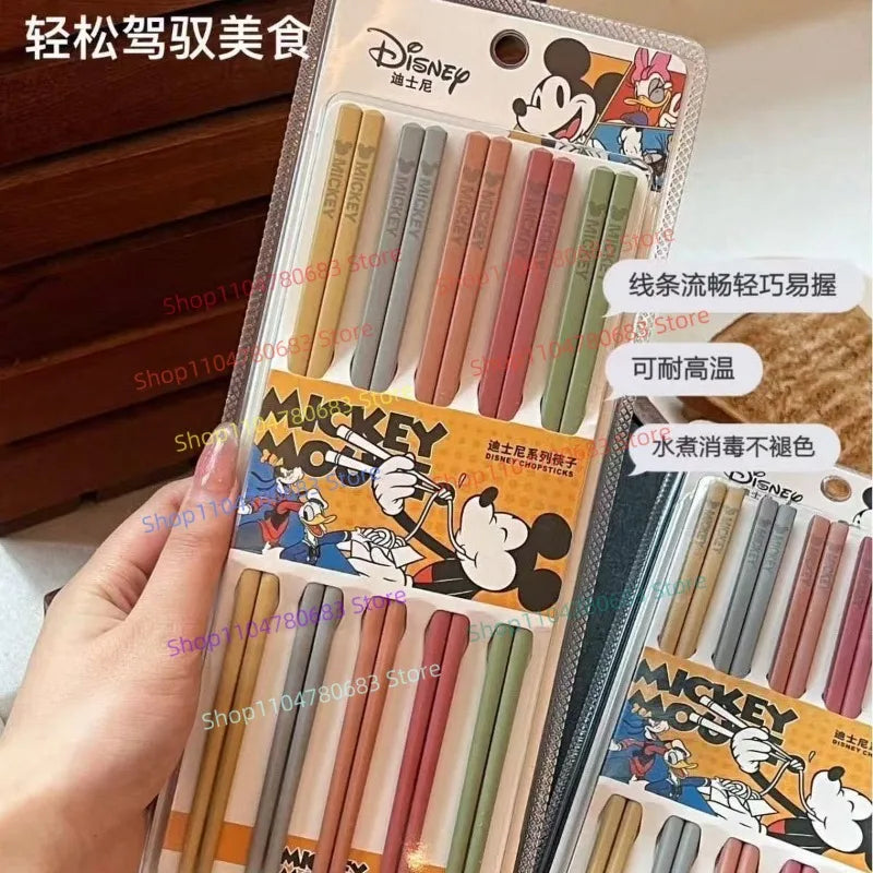 Cartoon Mouse Print Multi Color Alloy Chopsticks Anti Mold Anti Slip Food Grade Tableware Household Dining Sticks Gift