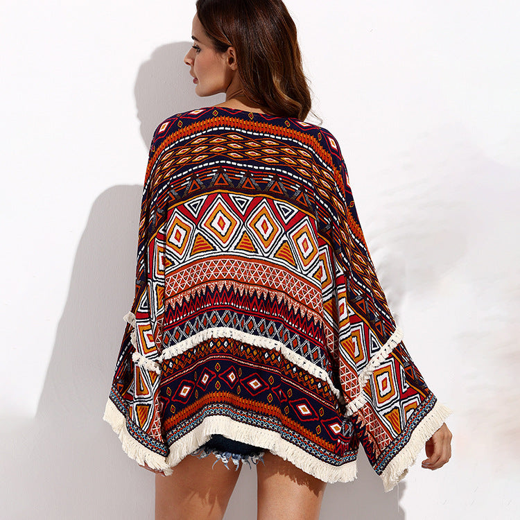 Autumn Floral Print Beach Cardigan for Women