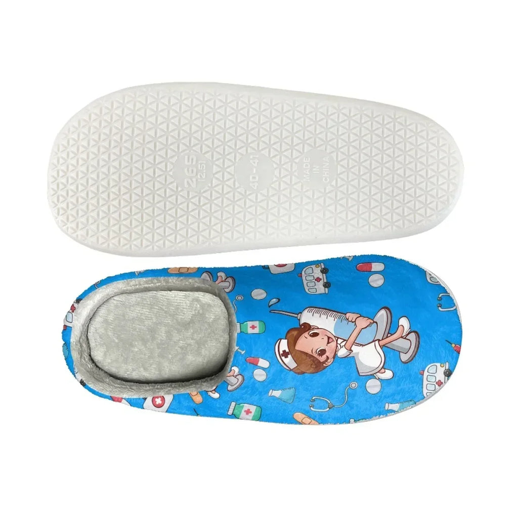 Women's Nurse Life Cotton Indoor Slippers — Non-Slip Warm Comfort House Shoes