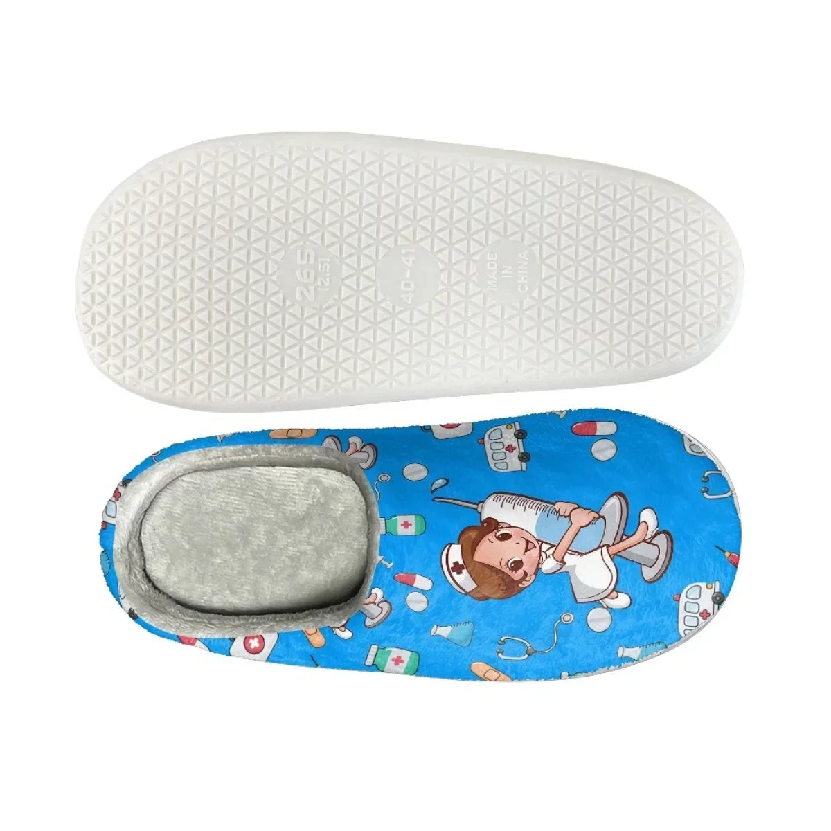 Women's Nurse Life Cotton Indoor Slippers — Non-Slip Warm Comfort House Shoes