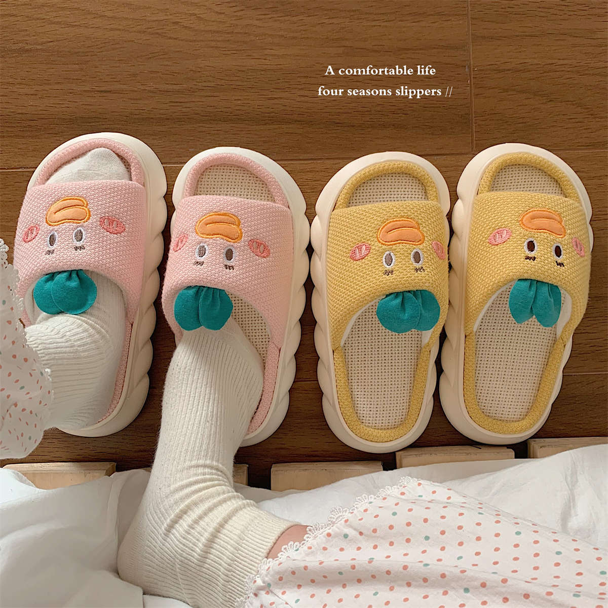Cheery opened toed slippers for lounging mermaids to enjoy