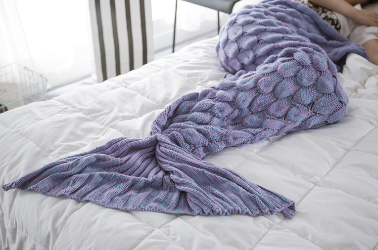Mermaid Tail Blanket, Multi-Color Yarn Throw