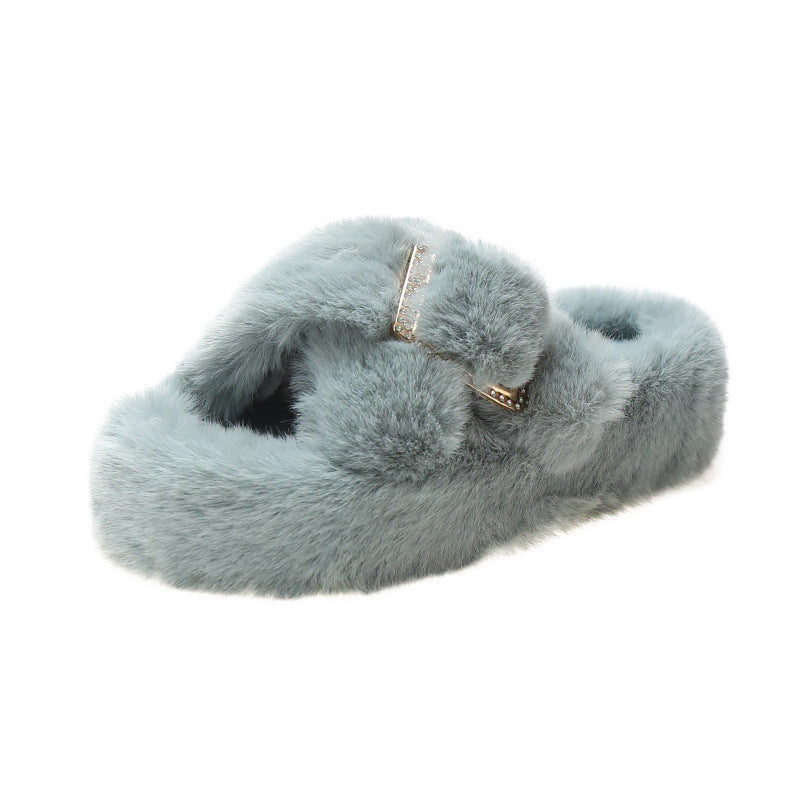 Opened Toed Extra Fluffy Slippers