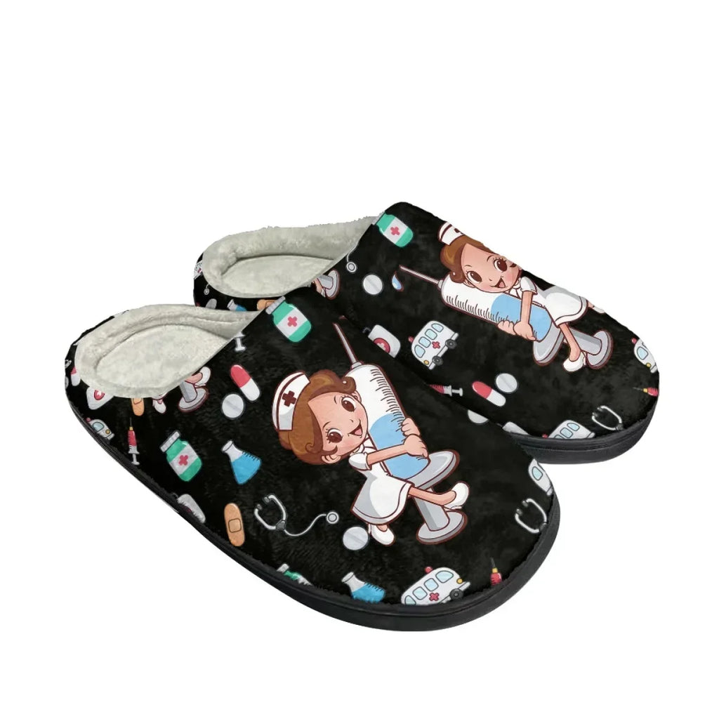 Women's Nurse Life Cotton Indoor Slippers — Non-Slip Warm Comfort House Shoes