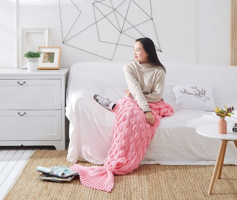 Mermaid Tail Blanket, Multi-Color Yarn Throw