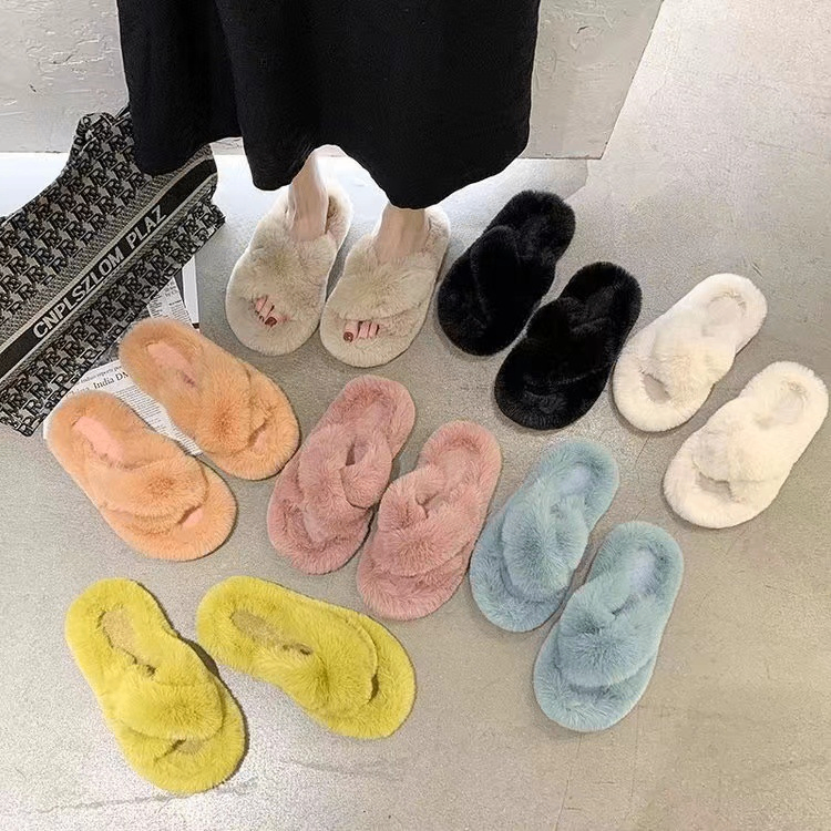 Opened Toed Extra Fluffy Slippers