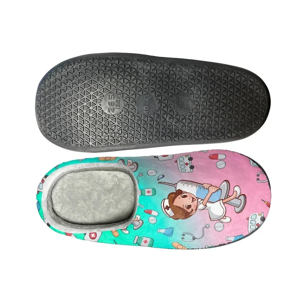 Women's Nurse Life Cotton Indoor Slippers — Non-Slip Warm Comfort House Shoes