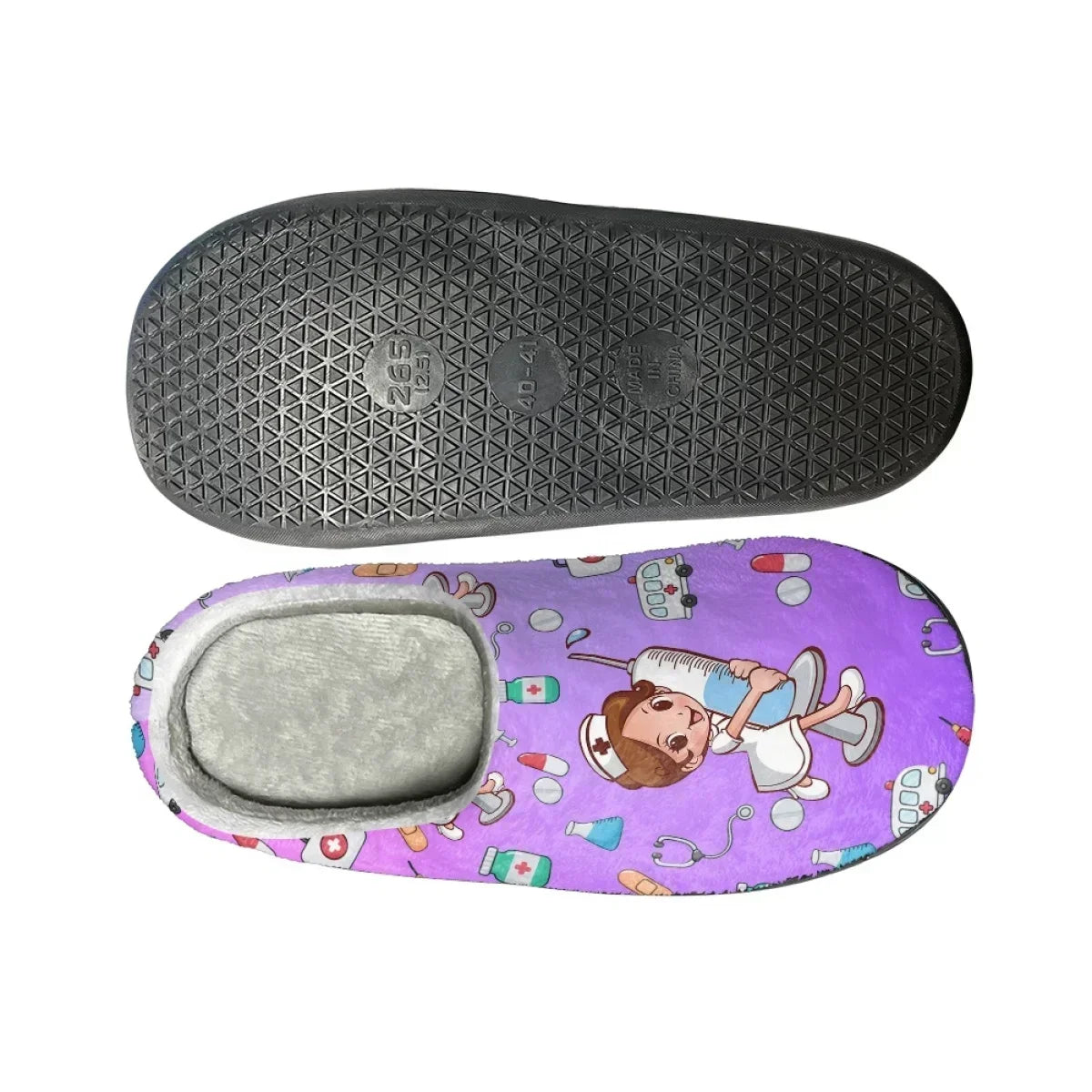 Women's Nurse Life Cotton Indoor Slippers — Non-Slip Warm Comfort House Shoes